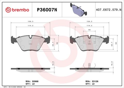 [P36007N] BRAKE PADS FRONT BREMBO CERAMIC JAGUAR