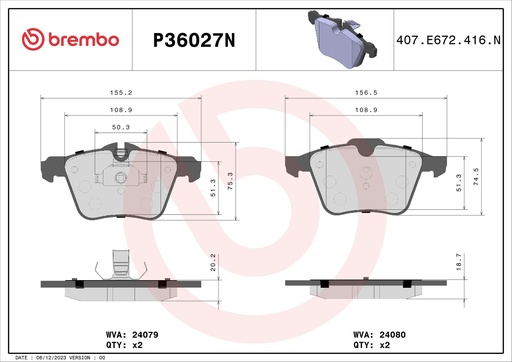 [P36027N] FRONT PADS BREMBO CERAMIC JAGUAR