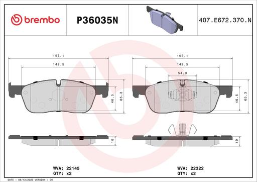 [P36035N] BRAKE PADS FRONT BREMBO CERAMIC JAGUAR LAND ROVER