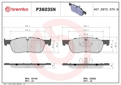 [P36035N] FRONT PADS BREMBO CERAMIC JAGUAR LAND ROVER