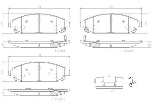 [P37010N] BRAKE PADS FRONT BREMBO CERAMIC JEEP
