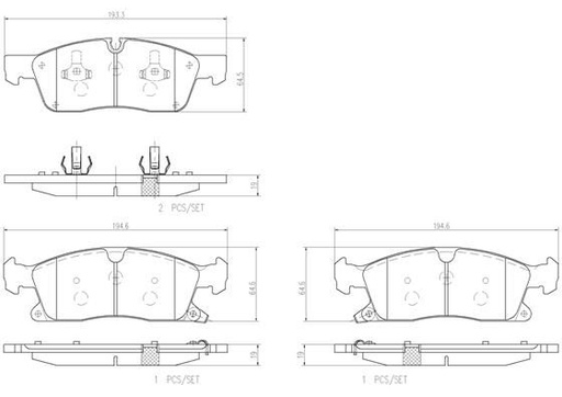 [P37017N] FRONT PADS BREMBO CERAMIC JEEP
