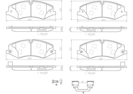 [P44022N] BRAKE PADS FRONT BREMBO CERAMIC LAND ROVER