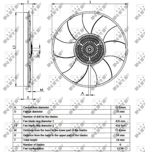 [49539] FAN CLUTCH + BLADE NRF MERC VAG