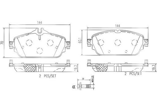 [P50119N] BRAKE PADS FRONT BREMBO CERAMIC MERC