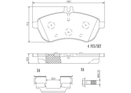 [P50070N] BRAKE PADS FRONT BREMBO CERAMIC MERC