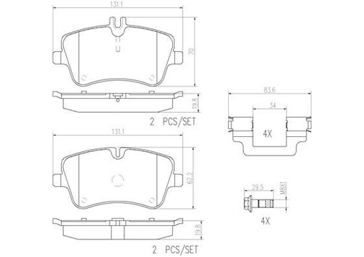 [P50046N] BRAKE PADS FRONT BREMBO CERAMIC MERC