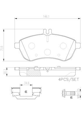 [P50067N] BRAKE PADS FRONT BREMBO CERAMIC MERC