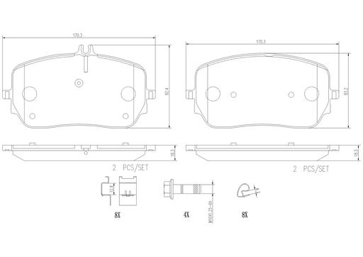 [P50149N] BRAKE PADS FRONT BREMBO CERAMIC MERC