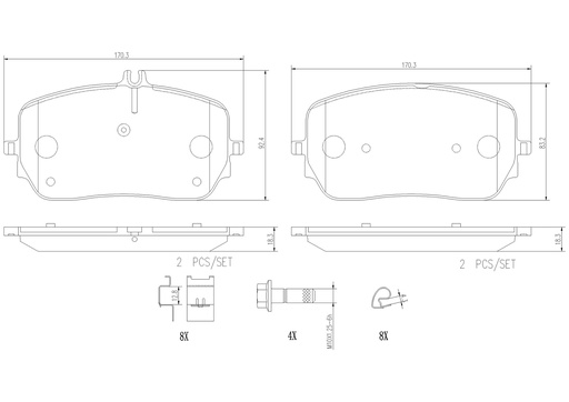 [P50149N] FRONT PADS BREMBO CERAMIC MERC