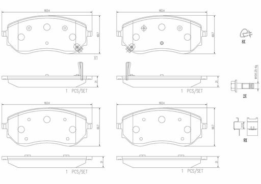 [P50144N] BRAKE PADS FRONT BREMBO CERAMIC MERC