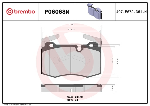 [P06068N] FRONT PADS BREMBO CERAMIC MINI