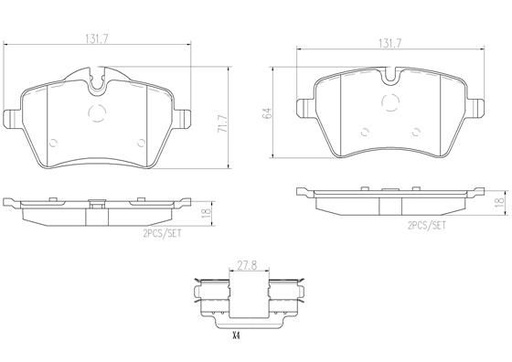 [P06051N] BRAKE PADS FRONT BREMBO CERAMIC MINI