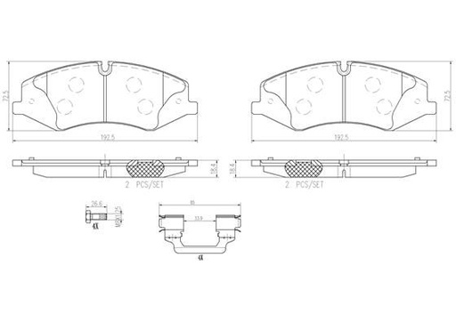 [P44024N] BRAKE PADS FRONT BREMBO CERAMIC LAND ROVER