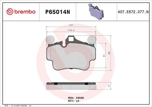 [P65014N] BRAKE PADS FRONT BREMBO CERAMIC PORSCHE