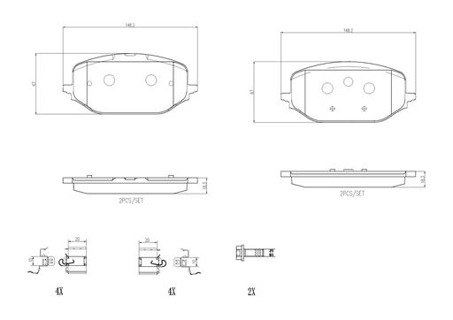 [P61142N] BRAKE PADS FRONT BREMBO CERAMIC PSA