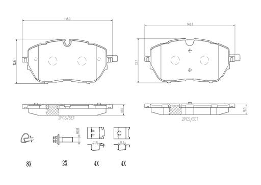 [P61128] BRAKE PADS FRONT BREMBO PSA