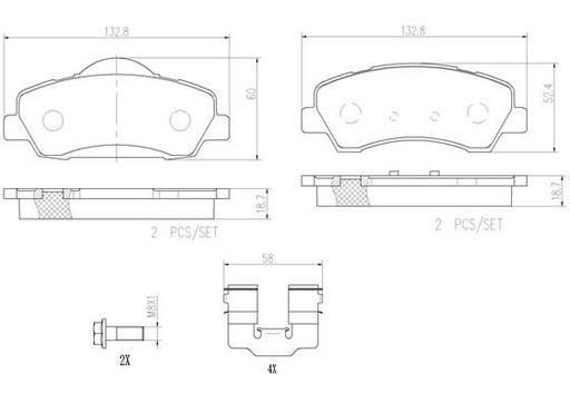 [P61113N] BRAKE PADS FRONT BREMBO CERAMIC PSA