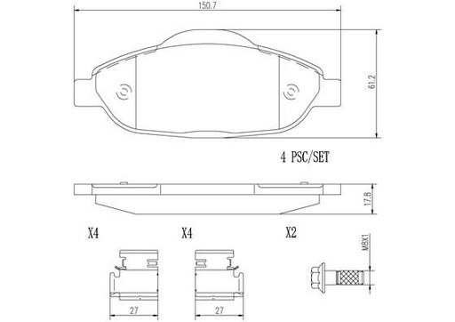 [P61101N] BRAKE PADS FRONT BREMBO CERAMIC PSA