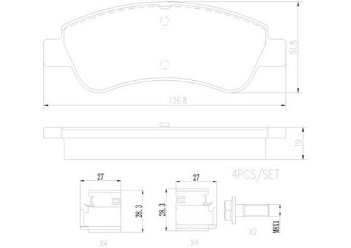 [P61066N] BRAKE PADS FRONT BREMBO CERAMIC PSA (BOSCH SYSTEM)