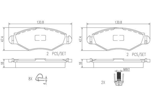 [P61063N] BRAKE PADS FRONT BREMBO CERAMIC PSA (DNO)