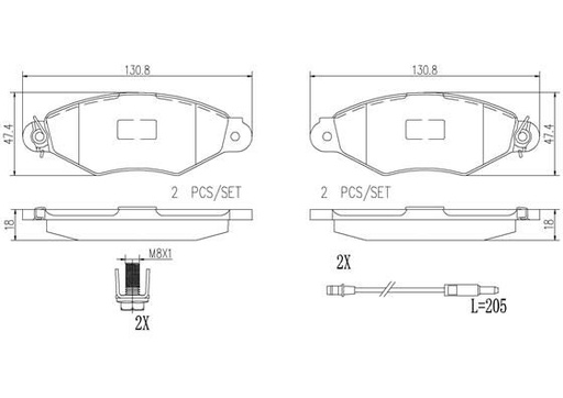 [P56038N] BRAKE PADS FRONT BREMBO CERAMIC RENAULT