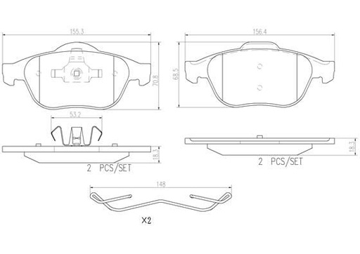 [P68030N] BRAKE PADS FRONT BREMBO CERAMIC RENAULT