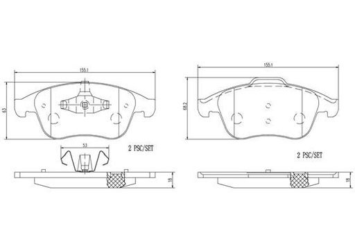 [P68047N] BRAKE PADS FRONT BREMBO CERAMIC RENAULT