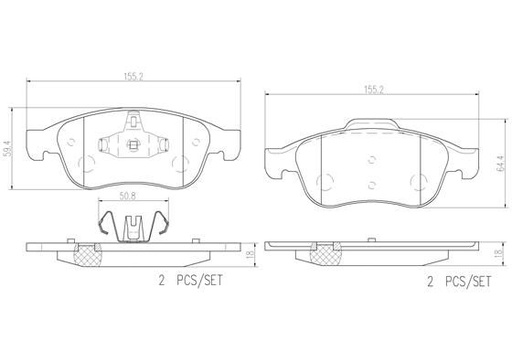 [P68050N] BRAKE PADS FRONT BREMBO CERAMIC RENAULT