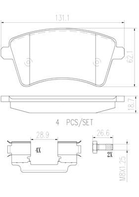 [P68044N] BRAKE PADS FRONT BREMBO CERAMIC RENAULT