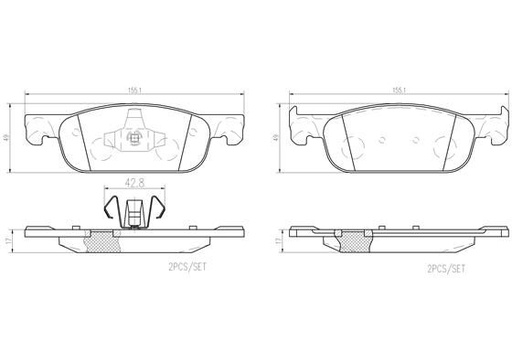 [P68065N] BRAKE PADS FRONT BREMBO CERAMIC RENAULT