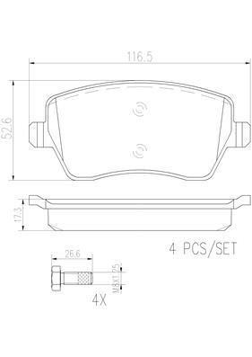 [P68033N] BRAKE PADS FRONT BREMBO CERAMIC RENAULT