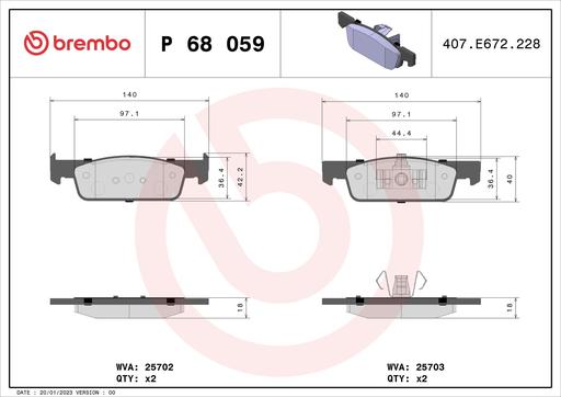 [P68059] BRAKE PADS FRONT BREMBO RENAULT (DNO)