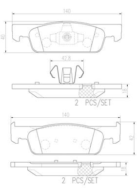 [P68059N] BRAKE PADS FRONT BREMBO CERAMIC RENAULT (DNO)