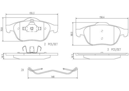 [P68032N] BRAKE PADS FRONT BREMBO CERAMIC RENAULT (DNO)
