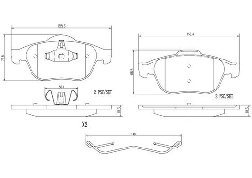 [P68040N] BRAKE PADS FRONT BREMBO CERAMIC RENAULT (DNO)