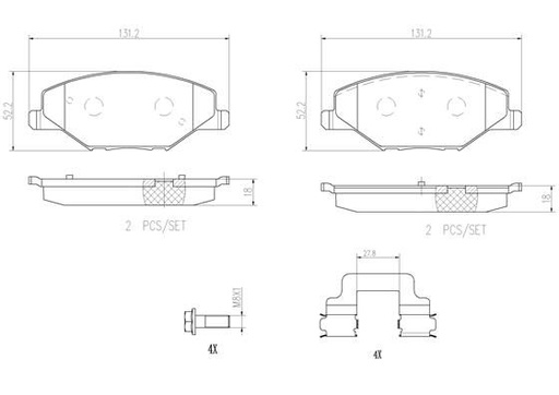 [P85121N] BRAKE PADS FRONT BREMBO CERAMIC SKODA