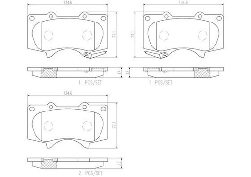 [P83102N] FRONT PADS BREMBO CERAMIC TOYOTA