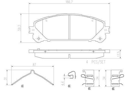 [P83145N] BRAKE PADS FRONT BREMBO CERAMIC TOYOTA LEXUS