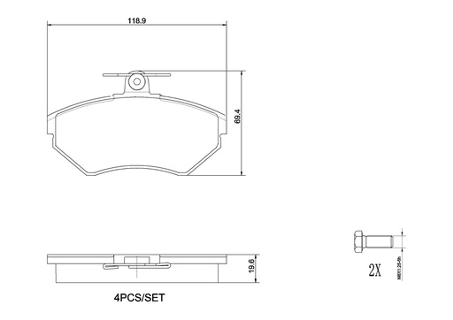 [P85042N] FRONT PADS BREMBO CERAMIC VAG