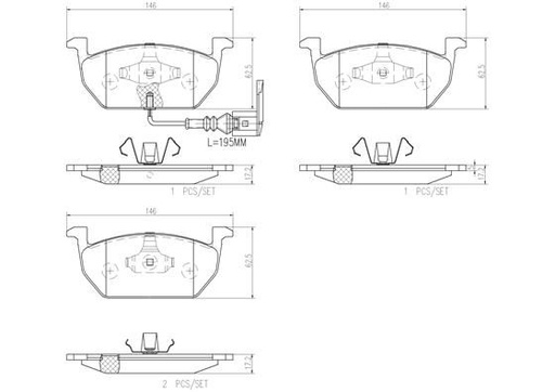 [P85137N] BRAKE PADS FRONT BREMBO CERAMIC VAG