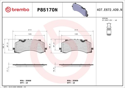 [P85170N] BRAKE PADS FRONT BREMBO CERAMIC VAG