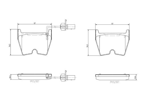 [P85138N] BRAKE PADS FRONT WITH SENSOR BREMBO CERAMIC VAG