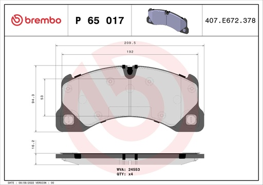 [P65017] FRONT PADS BREMBO VAG