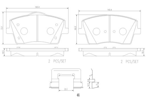 [P86031N] BRAKE PADS FRONT BREMBO CERAMIC VOLVO