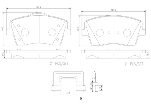 [P86031N] FRONT PADS BREMBO CERAMIC VOLVO