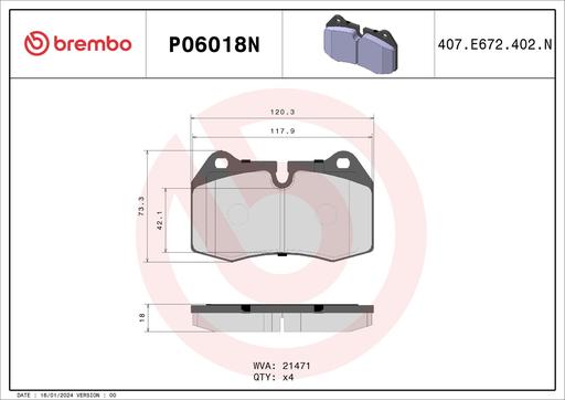 [P06018N] BRAKE PADS FRONT BREMBO CERAMIC BMW