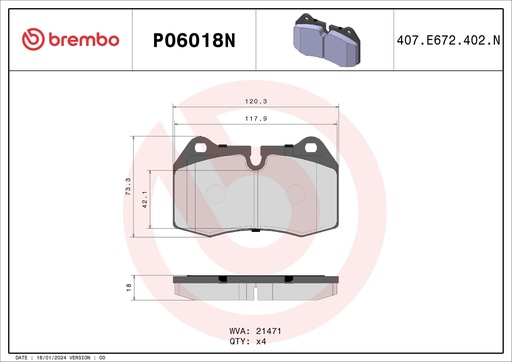 [P06018N] FRONT PADS BREMBO CERAMIC BMW