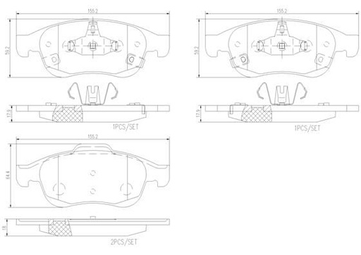 [P23165N] BRAKE PADS FRONT BREMBO CERAMIC FIAT JEEP
