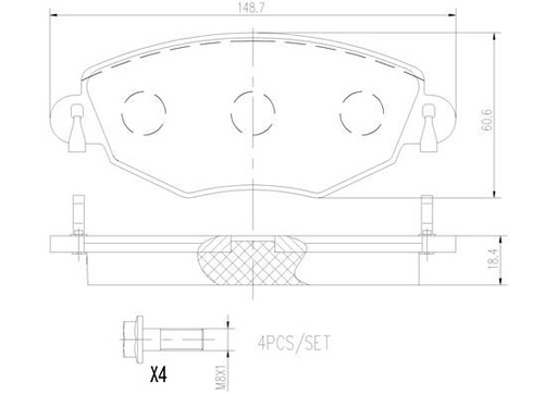 [P24060N] FRONT PADS NAO TECH BREMBO CERAMIC JAGUAR